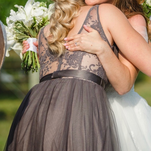 Vera Wang A-Line Tulle and Lace Bridesmaid Dress - Picture 2 of 5